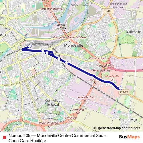 Nomad 109 bus Line Map