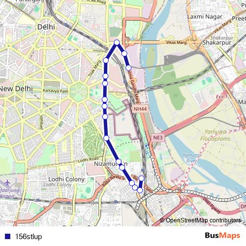 156stlup bus Line Map