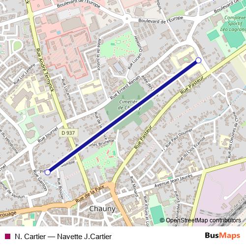 N. Cartier bus Line Map