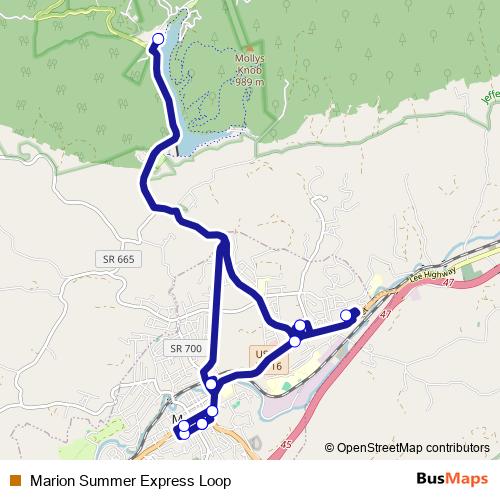 Marion Summer Express Loop bus Line Map