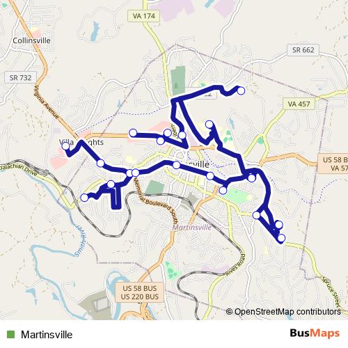 Martinsville bus Line Map