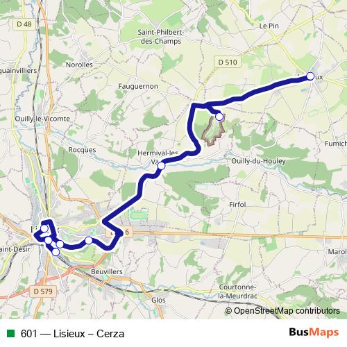 601 bus Line Map