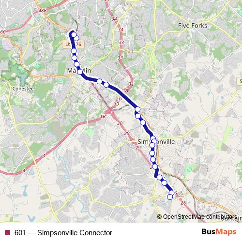 601 bus Line Map