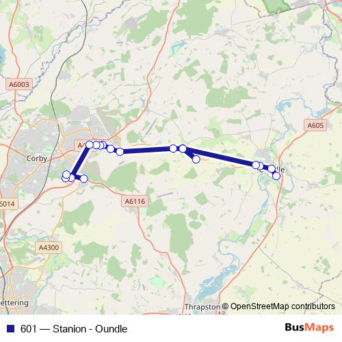 601 bus Line Map