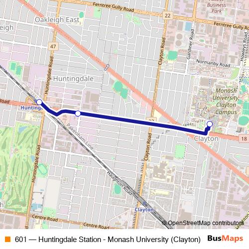 601 bus Line Map