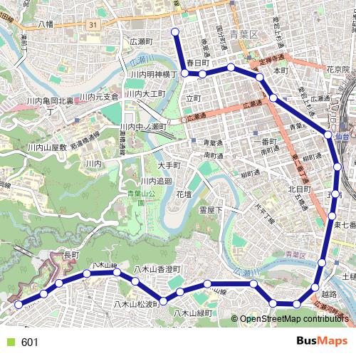 601 bus Line Map