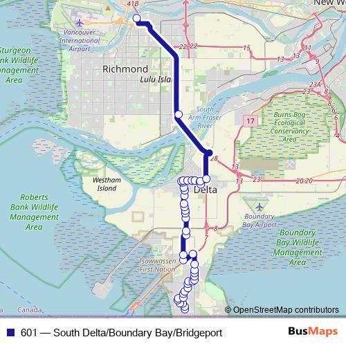 601 bus Line Map
