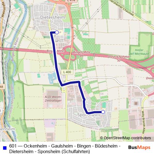 601 bus Line Map