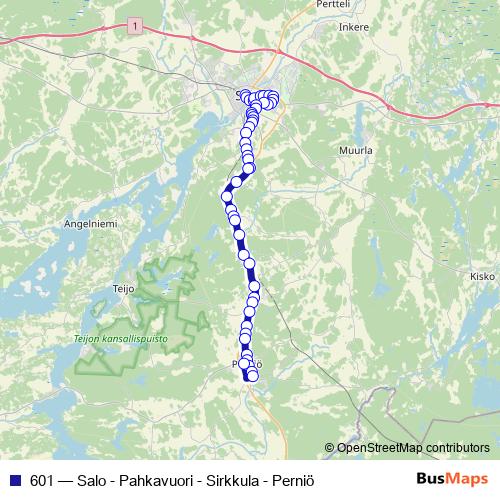 601 bus Line Map