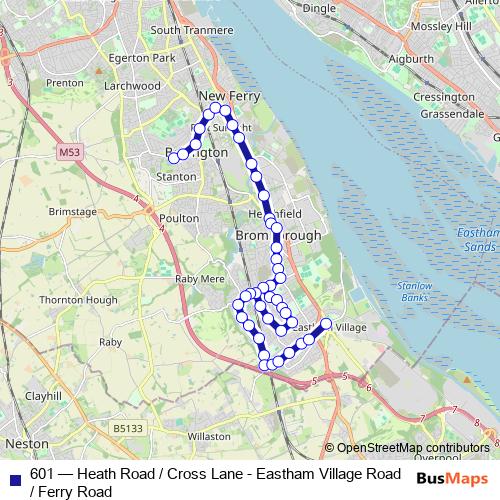 601 bus Line Map