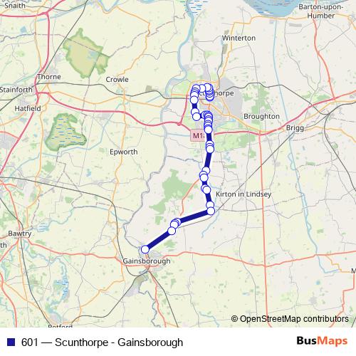 601 bus Line Map