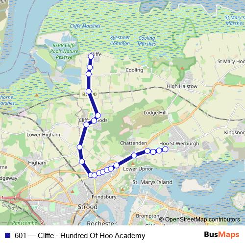 601 bus Line Map