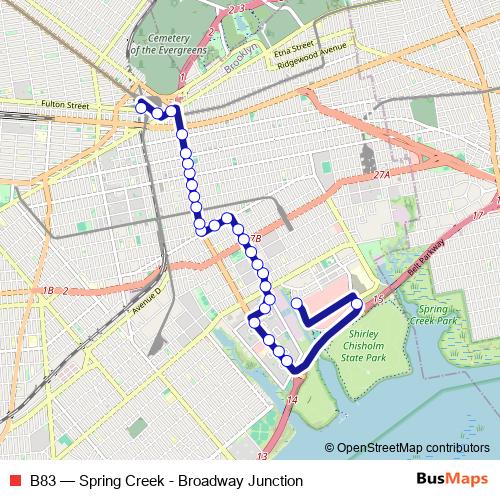 B83 bus Line Map