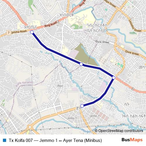 Tx Kolfa 007 bus Line Map