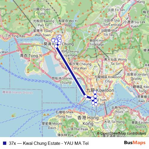 37x bus Line Map