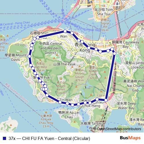 37x bus Line Map