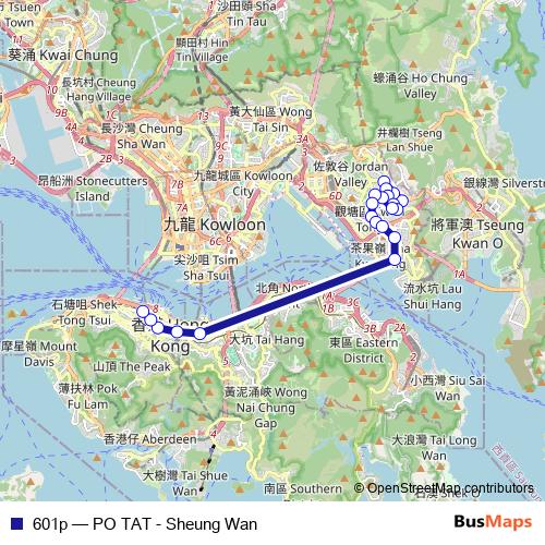 601p bus Line Map