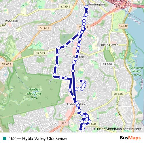 162 bus Line Map