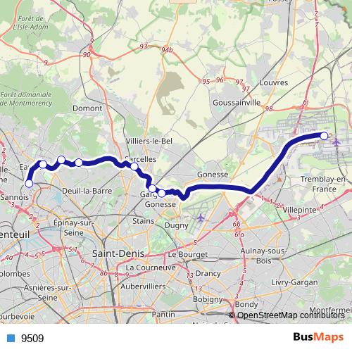 9509 bus Line Map