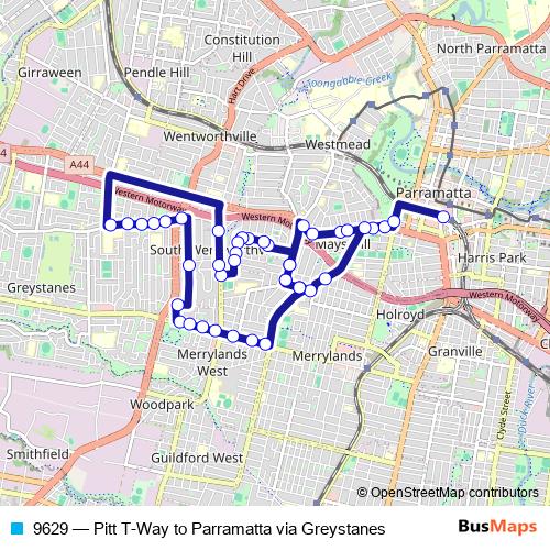 9629 bus Line Map