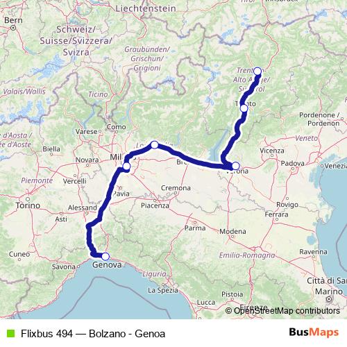 Flixbus 494 bus Line Map