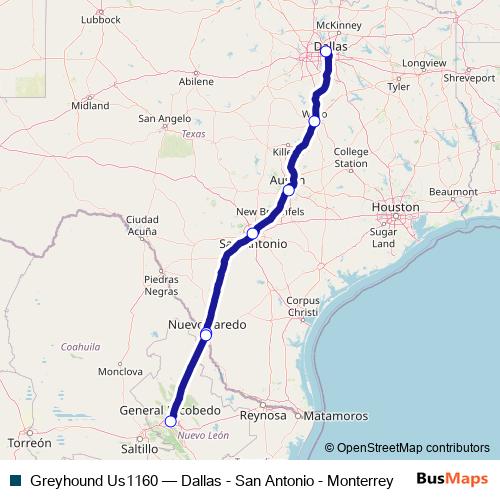 Greyhound Us1160 bus Line Map