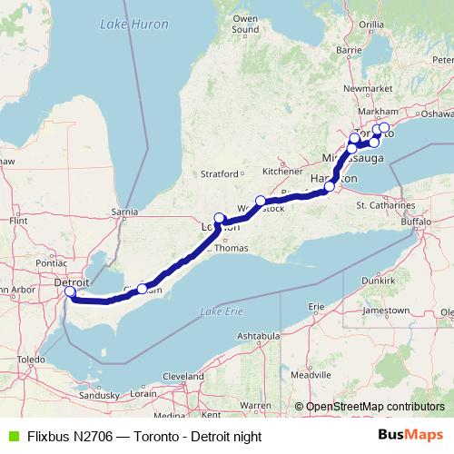 Flixbus N2706 bus Line Map
