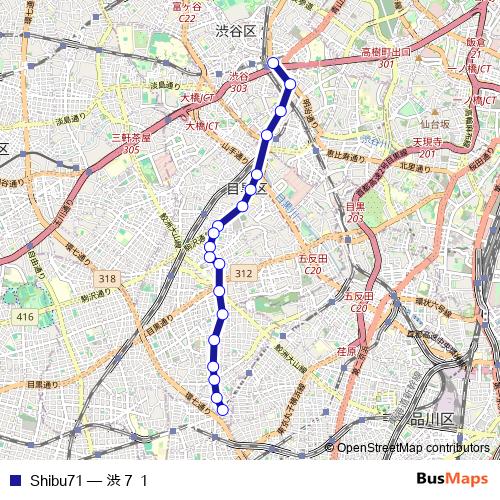 Shibu71 bus Line Map