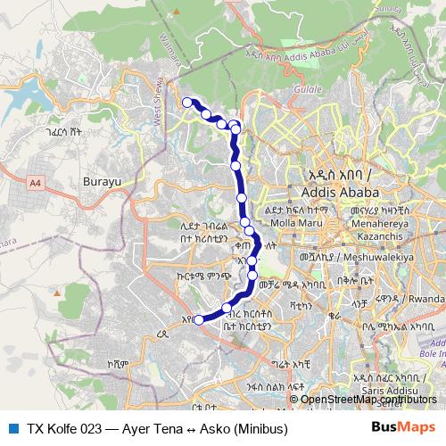 TX Kolfe 023 bus Line Map