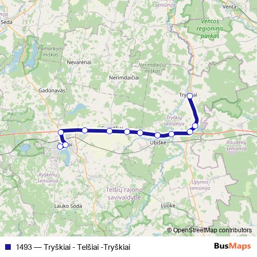 1493 bus Line Map