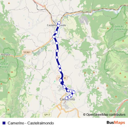 Camerino - Castelraimondo bus Line Map