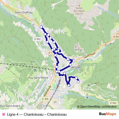 Ligne 4 bus Line Map
