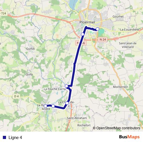Ligne 4 bus Line Map