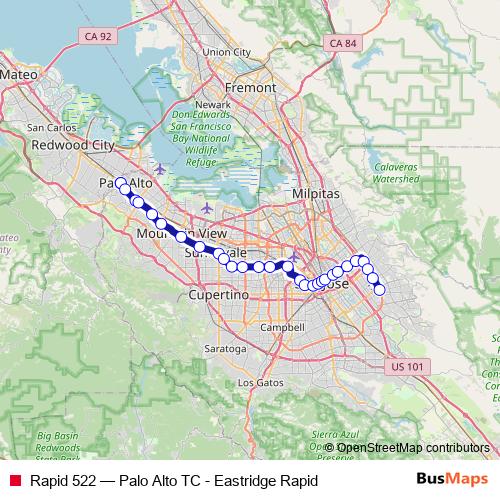Rapid 522 bus Line Map
