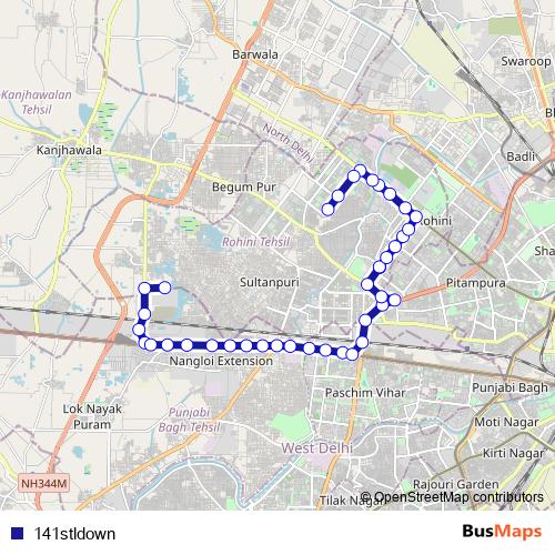 141stldown bus Line Map