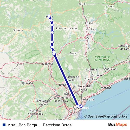 Alsa - Bcn-Berga bus Line Map