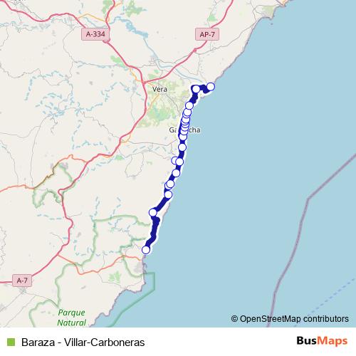 Baraza - Villar-Carboneras bus Line Map