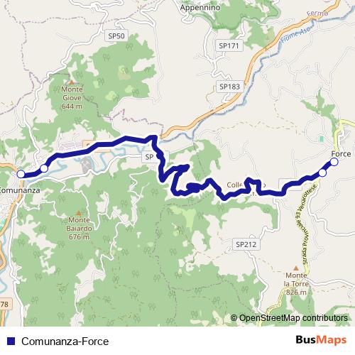 Comunanza-Force bus Line Map