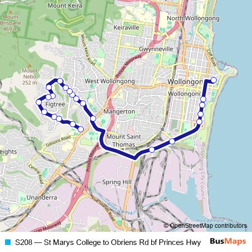 S208 bus Line Map