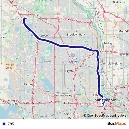 785 bus Line Map