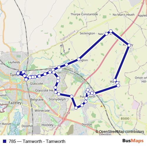 785 bus Line Map