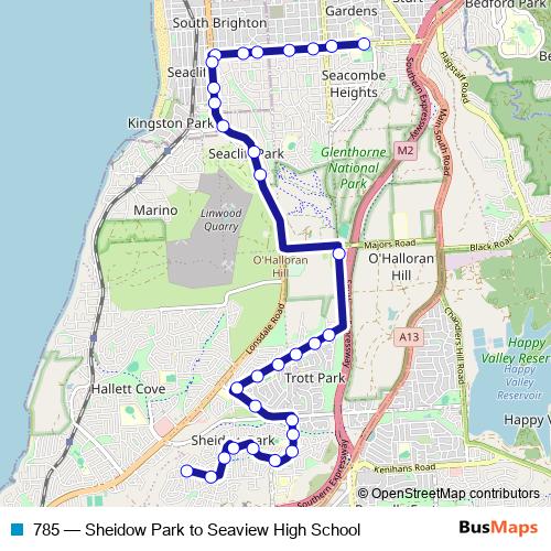 785 bus Line Map