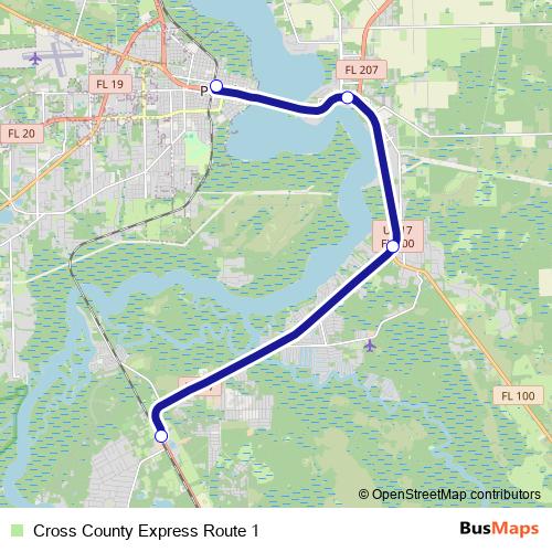 Cross County Express Route 1 bus Line Map