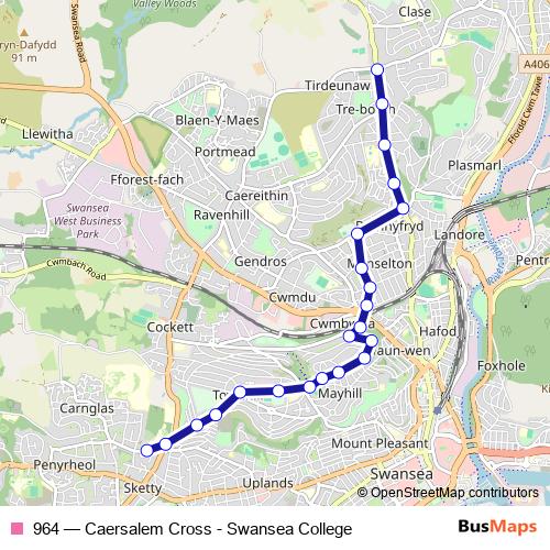 964 bus Line Map