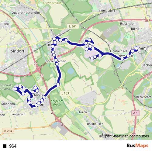 964 bus Line Map