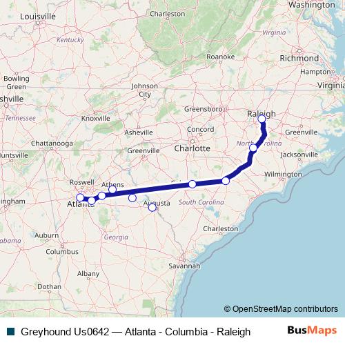 Greyhound Us0642 bus Line Map