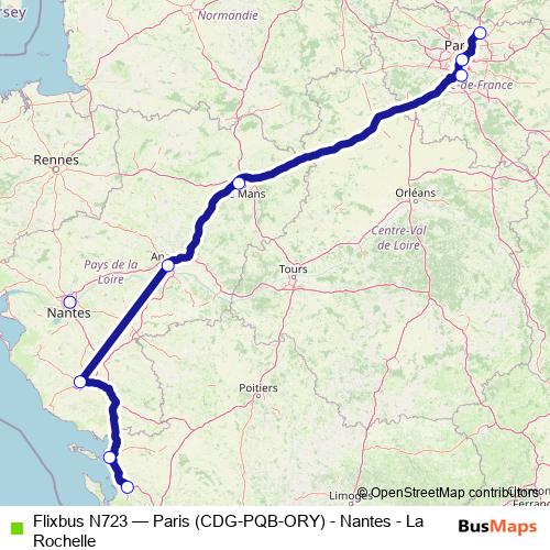 Flixbus N723 bus Line Map