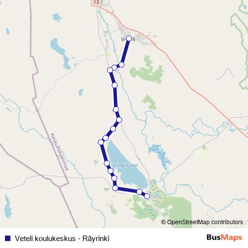 Veteli koulukeskus - Räyrinki bus Line Map