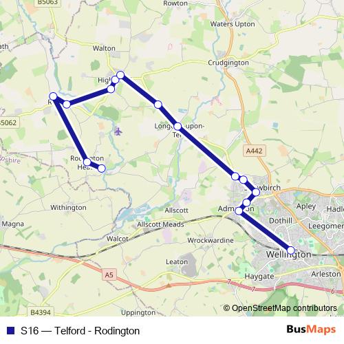 S16 bus Line Map