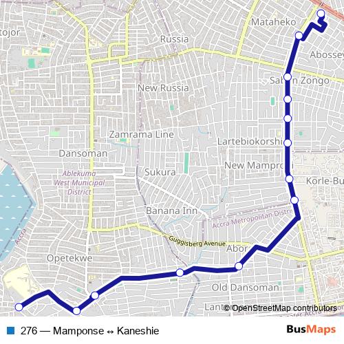 276 bus Line Map